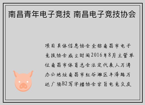 南昌青年电子竞技 南昌电子竞技协会